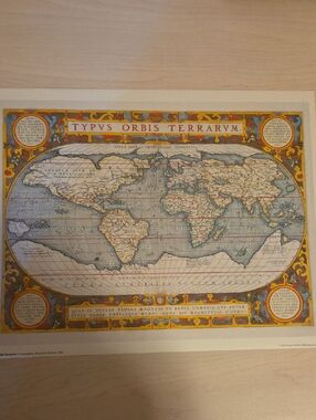 Typus Orbis Terrarum Poster by Abraham Ortellus, 1587